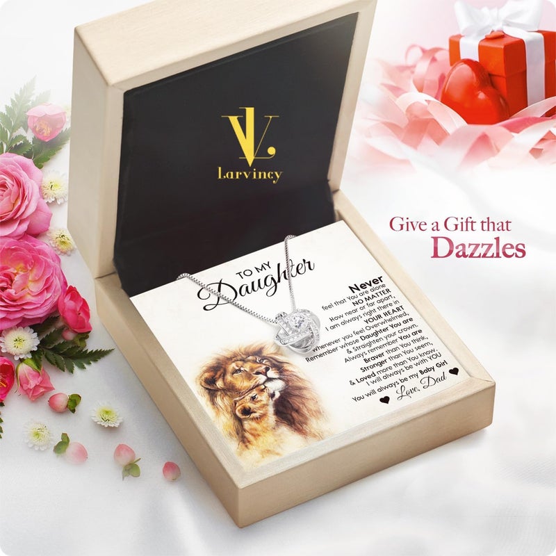 Larvincy To My Daughter Necklace From Dad With Heartfelt Message & Elegant Box, Gifts For Daughter From Father, Beautiful Jewelry Gift From Love Daddy On Graduation, Birthday, Wedding, Christmas - Image 2